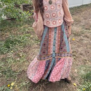 Patchwork Print Boho Skirt